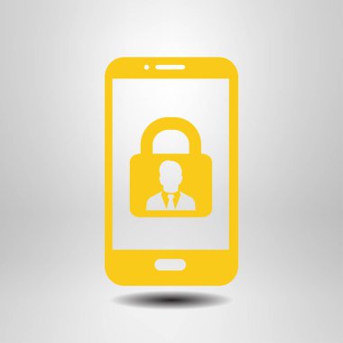 Internet güvenlik kavramı simgesi, kimlik ve koruma sembol telefon ekranında, vektör çizim 