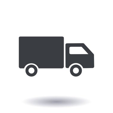 Teslimat kamyonu işareti simgesi. Kargo van sembolü. Sevk irsaliyelerini ve ücretsiz teslim. Düz stil. Vektör Eps 10.