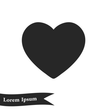 Sevgililer günü, düz kalp simgesi, vektör çizim 