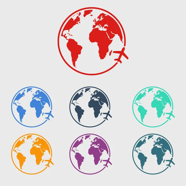 Uçak ikonu yolculuğu. Dünyayı dolaş..