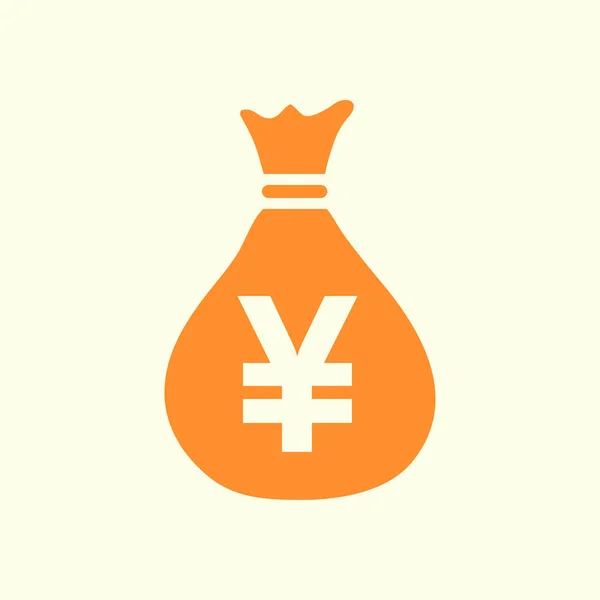 Geld Tas Pictogram Yen Jpy Toespraak Bubble Valutasymbool Platte Ontwerpstijl — Stockvector