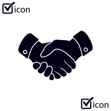 El sıkışma işareti simgesi. Başarılı iş sembolü. Düz tasarım stili.