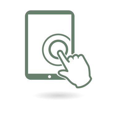 Değmek perde tablet Pc işareti simgesi. El işaretçi simgesi. 