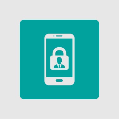 Internet güvenlik kavramı simgesi, kimlik ve koruma sembol telefon ekranında, vektör çizim 