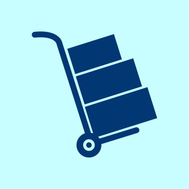 Kutuları simge kamyonla. El kamyon işareti erkek.