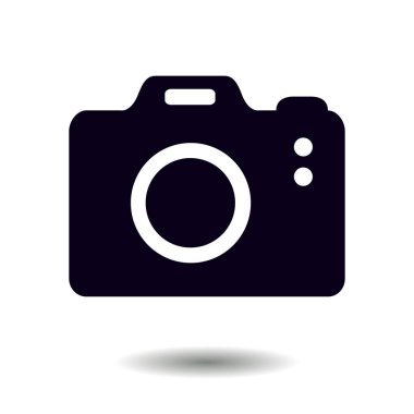 Fotoğraf makinesi simgesi. DSLR kamera simgesi. Dijital kamera. Düz tasarım biçimi. 