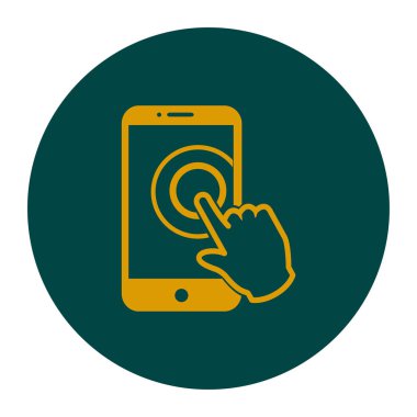 Dokunmatik ekran smartphone işareti simgesi. El işaretçi simgesi. Düz tasarım stili. Vektör Eps 10.