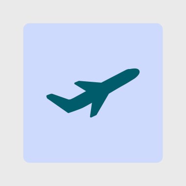 Uçak uçuş biletleri hava sinek seyahat kalkış siluet öğesi. Uçak sembolü. Seyahat etmek simge. Düz tasarım. EPS 10.