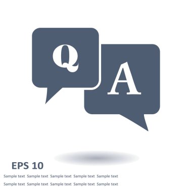 Soru cevap simgesi. Q&A işareti simgesi. Konuşma balonları ile soru ve cevap.