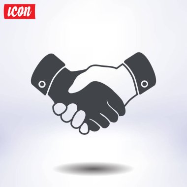 El sıkışma işareti simgesi. Başarılı iş sembolü. Düz tasarım stili.