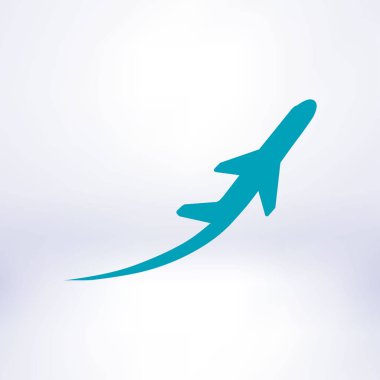 Uçak uçuş biletleri hava sinek seyahat kalkış siluet öğesi. Uçak sembolü. Seyahat etmek simge. Düz tasarım. EPS 10.