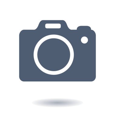 Fotoğraf makinesi simgesi. DSLR kamera simgesi. Dijital kamera. Düz tasarım biçimi. 