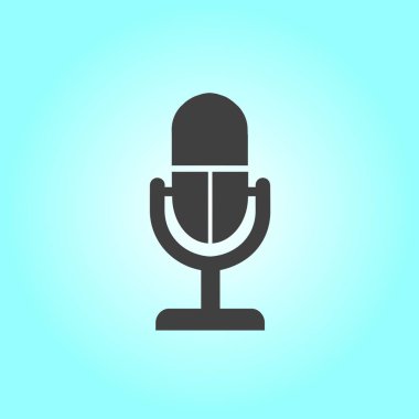 Mikrofon simgesi. Sözcü sembolü. Canlı müzik işareti. Düz tasarım tarzı. Vektör EPS 10.