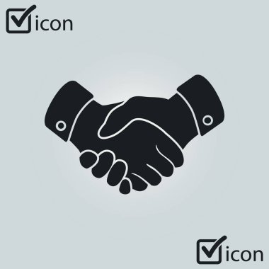 El sıkışma işareti simgesi. Başarılı iş sembolü. Düz tasarım stili.