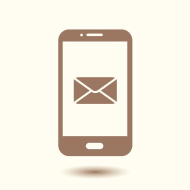 Akıllı telefon e- postası veya SMS simgesi. Mobil posta imzası simgesi.