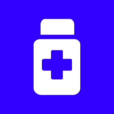 Uyuşturucu simgesi imzala. Haplarla paketi. Düz tasarım stili. Vektör Eps 10.