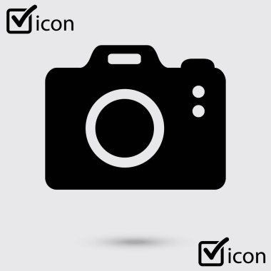 Fotoğraf kamera simgesi. DSLR kamera işareti simgesi. Dijital fotoğraf makinesi. Düz tasarım stili. 