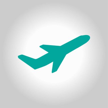 Uçak uçuş biletleri hava sinek seyahat kalkış siluet öğesi. Uçak sembolü. Seyahat etmek simge. Düz tasarım. EPS 10.