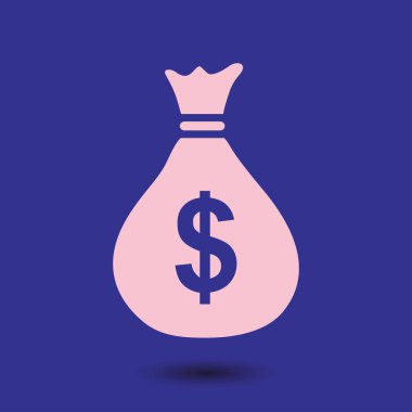 Para çantası ikonu. Dolar dolar para birimi sembolü. Düz tasarım tarzı. EPS 10.