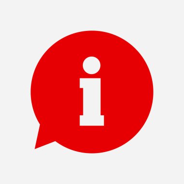 Bilgi işareti simgesi. Bilgi: konuşma balonu sembolü, vektör çizim 