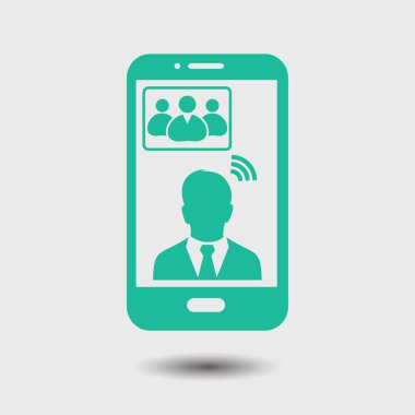 Online konferans akıllı telefon simgesi.