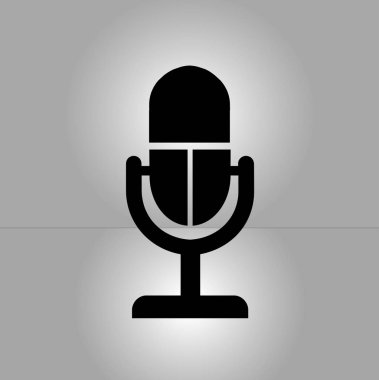 Mikrofon simgesi. Sözcü sembolü. Canlı müzik işareti. Düz tasarım tarzı. Vektör EPS 10.