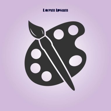 Boya fırça paleti simgesi ile. Düz tasarım stili.