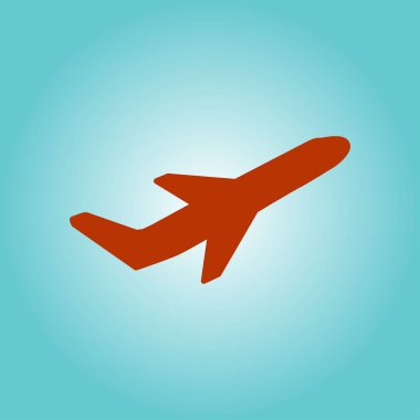 Uçak uçuş biletleri hava sinek seyahat kalkış siluet öğesi. Uçak sembolü. Seyahat etmek simge. Düz tasarım. EPS 10.
