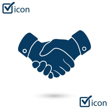 El sıkışma işareti simgesi. Başarılı iş sembolü. Düz tasarım stili.