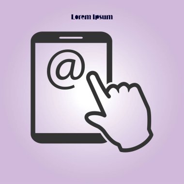 Değmek perde tablet Pc işareti simgesi. El işaretçi simgesi. Posta ekran Tablet PC.