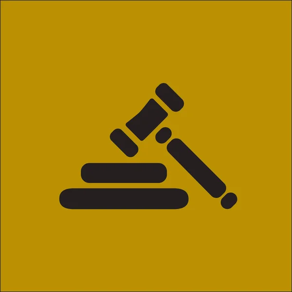 拍卖锤子符号 法律法官木棍图标 扁平设计风格 — 图库矢量图片