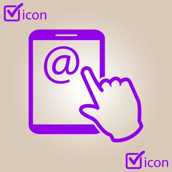 Dotykové Obrazovky Tablet Ikona Podepsat Symbol Ukazatele Ruky Pošta Obrazovce — Stockový vektor