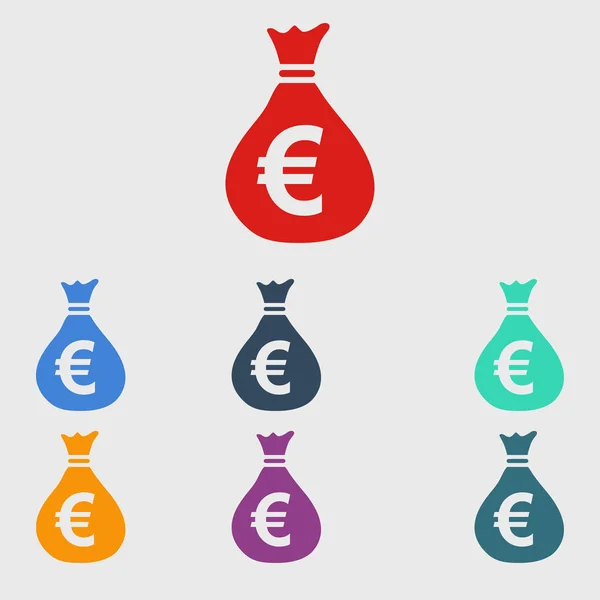 Icona Della Borsa Dei Soldi Euro Simbolo Valuta Eur Stile — Vettoriale Stock