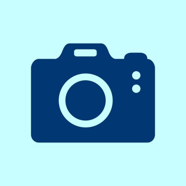 Fotoğraf makinesi simgesi. DSLR kamera simgesi. Dijital kamera. Düz tasarım biçimi. 