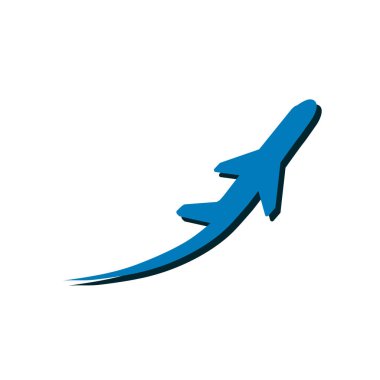 Uçak uçuş biletleri hava sinek seyahat kalkış siluet öğesi. Uçak sembolü. Seyahat etmek simge. Düz tasarım. EPS 10.