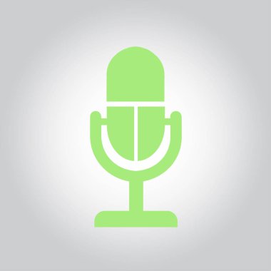 Mikrofon simgesi. Sözcü sembolü. Canlı müzik işareti. Düz tasarım tarzı. Vektör EPS 10.