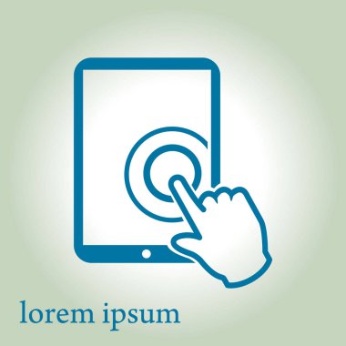 Değmek perde tablet Pc işareti simgesi. El işaretçi simgesi. 