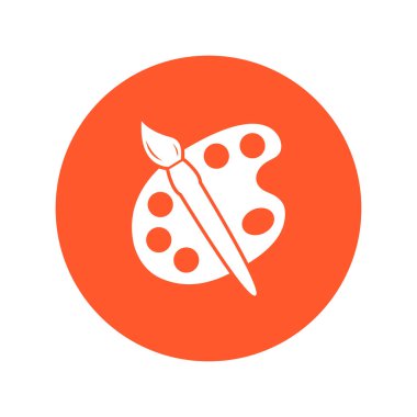 Boya fırça paleti simgesi ile. Düz tasarım stili.