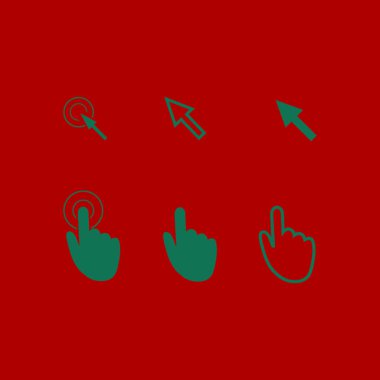 İmleç işaretçisini simgeler. Fare, el, ok. Basın tıklatın ve eylemler dokun. Düz stil. EPS 10 vektör çizim 