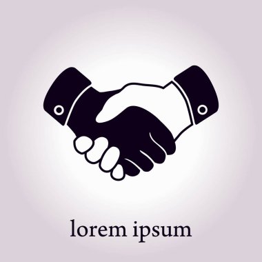 El sıkışma işareti simgesi. Başarılı iş sembolü. Düz tasarım stili.