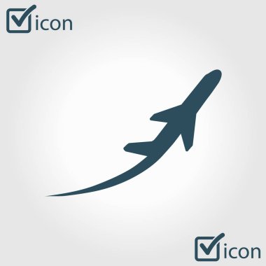 Uçak uçuş biletleri hava sinek seyahat kalkış siluet öğesi. Uçak sembolü. Seyahat etmek simge. Düz tasarım.