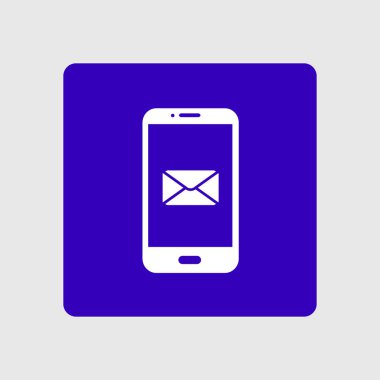 Akıllı telefon e- postası veya SMS simgesi. Mobil posta imzası simgesi.