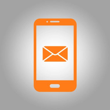 Akıllı telefon e- postası veya SMS simgesi. Mobil posta imzası simgesi.