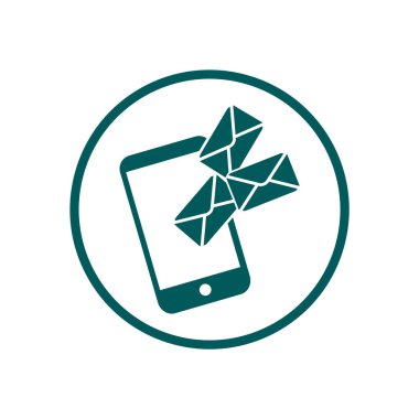 Akıllı telefon e- postası veya SMS simgesi. Mobil posta imzası simgesi.