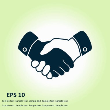 El sıkışma işareti simgesi. Başarılı iş sembolü. Düz tasarım stili.