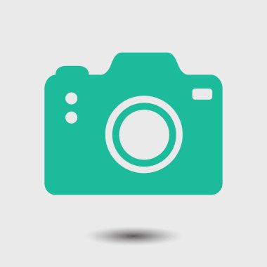 Fotoğraf makinesi simgesi. DSLR kamera simgesi. Dijital kamera. Düz tasarım biçimi. 