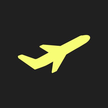 Uçak uçuş biletleri hava sinek seyahat kalkış siluet öğesi. Uçak sembolü. Seyahat etmek simge. Düz tasarım. EPS 10.