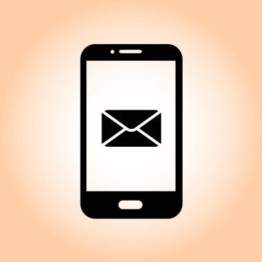 Akıllı telefon e- postası veya SMS simgesi. Mobil posta imzası simgesi.