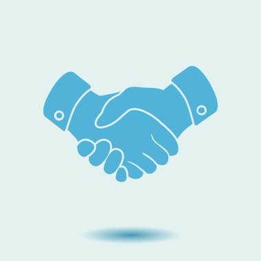 El sıkışma işareti simgesi. Başarılı iş sembolü. Düz tasarım stili.