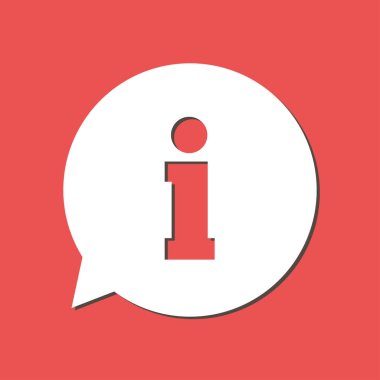 Bilgi işareti simgesi. Bilgi: konuşma balonu sembolü, vektör çizim 